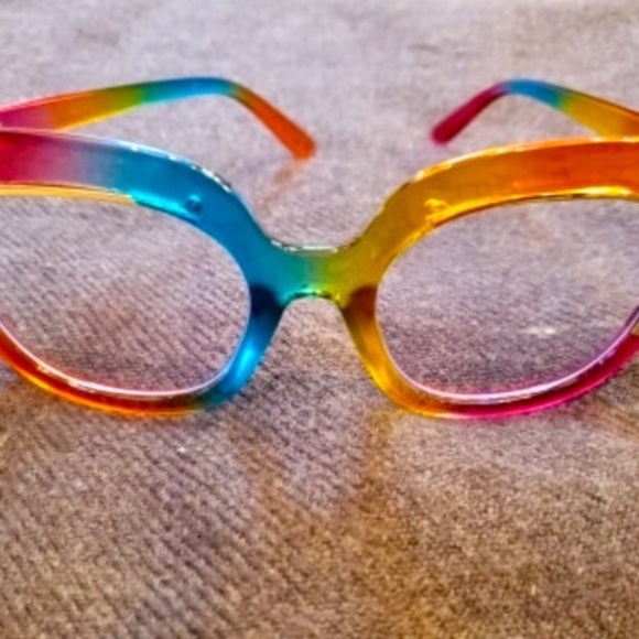 New Women Oversize Frame Rainbow Glasses Blue Light Blocking - Picture 4 of 16